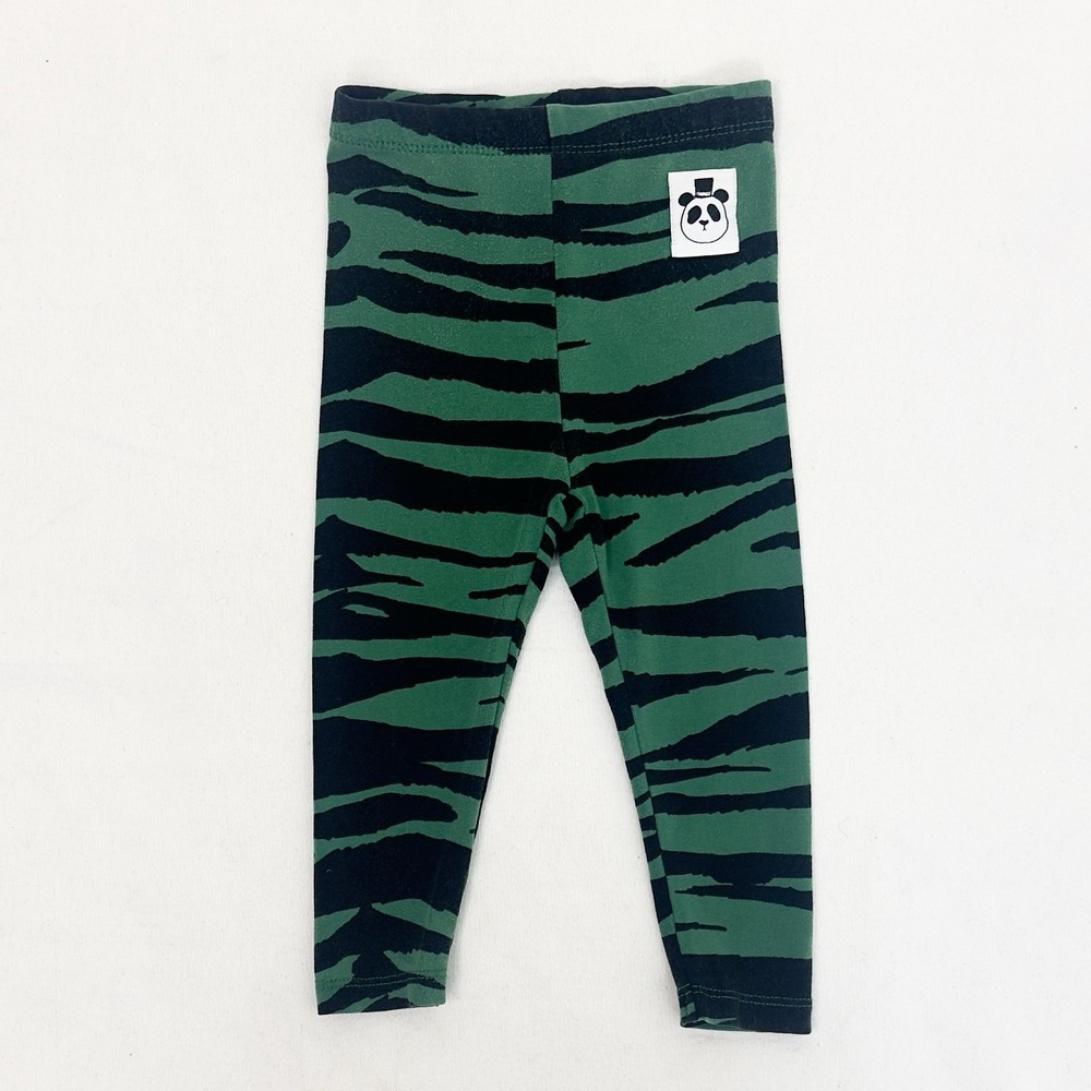 Mini Rodini Tiger Stripe Green Stretchy Pants Leggings Size 6-12 Month